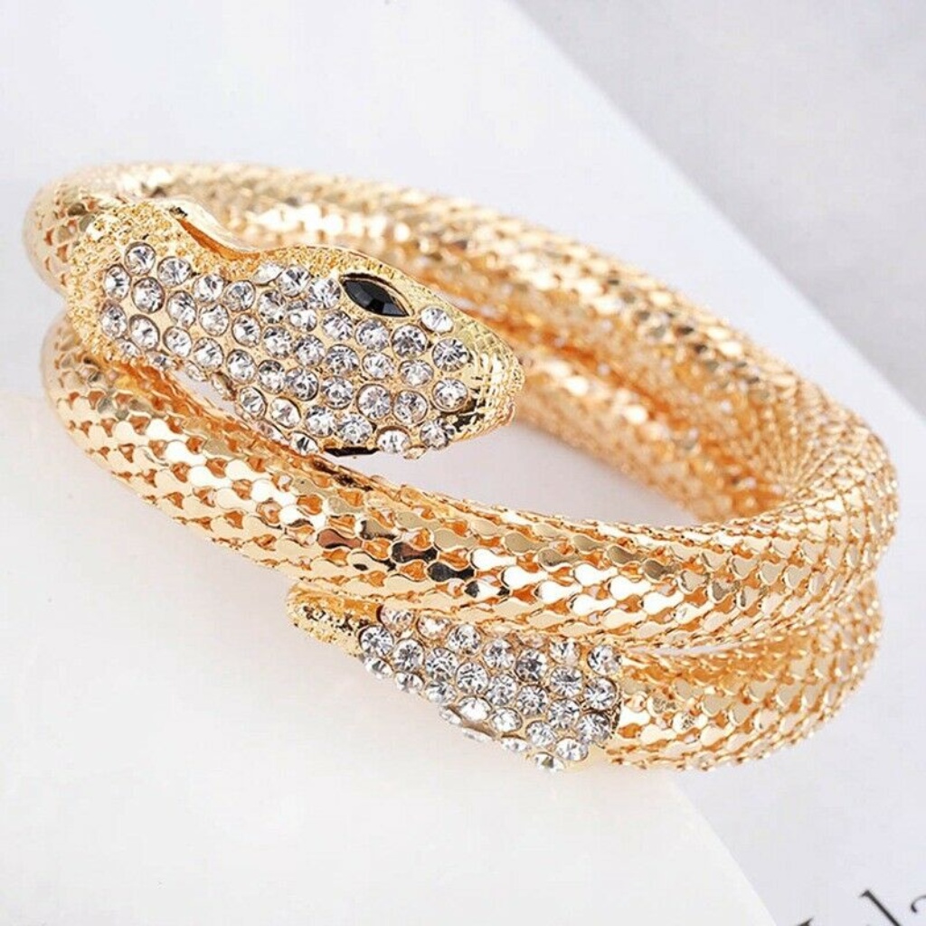 Goldtone Mesh Rhinestone Metal Snake Bracelet Nwt